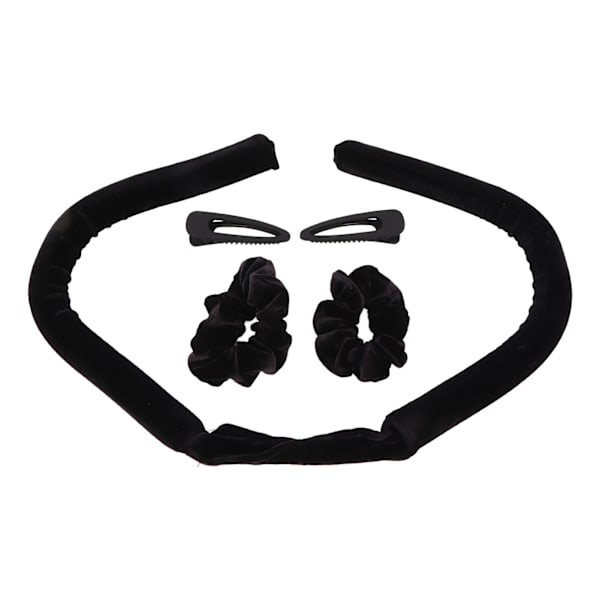 Heatless Curls Ribbon Rollers Kvinnor Hår Curling Rod Pannband med Scrunchies Hårklämmor Styling Tool Svart