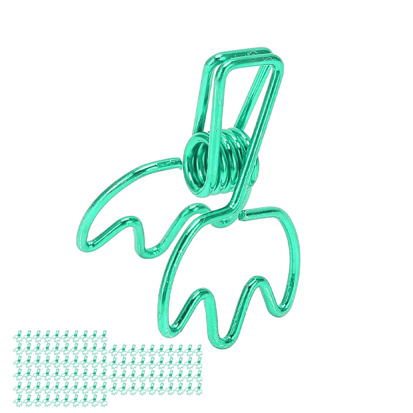 100 stk. Binder Clips Metal Hul Kroneform Små Binder Clips til Kontordokumenter Certifikater Billetter Grøn