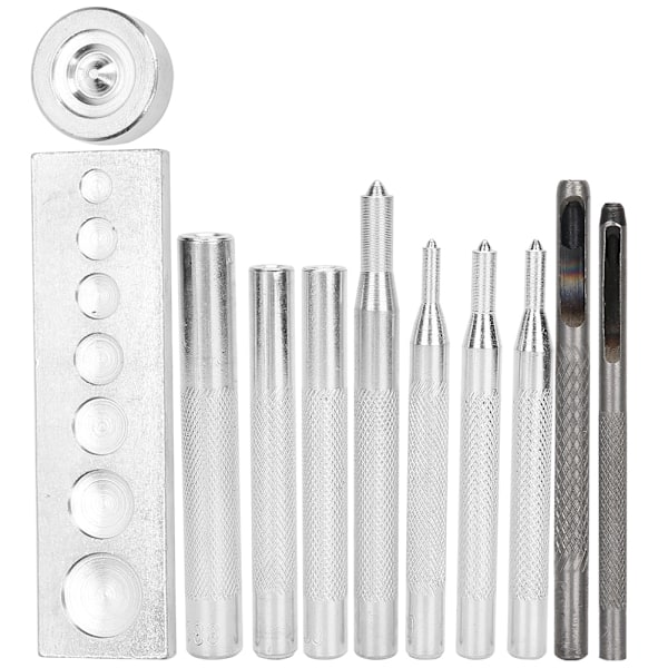 Snäppfästen Verktygssats Hålslagare Button Setter 7 i 1 Base Läder Craft Tool Kit