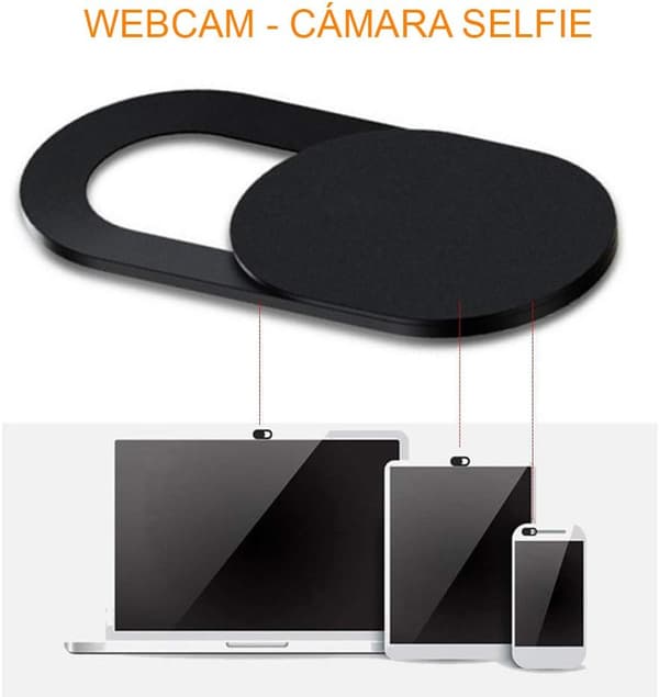 4-delt webcam cover, ultratyndt kamera cover til tablets, bærbare computere, smartphones - (sort)