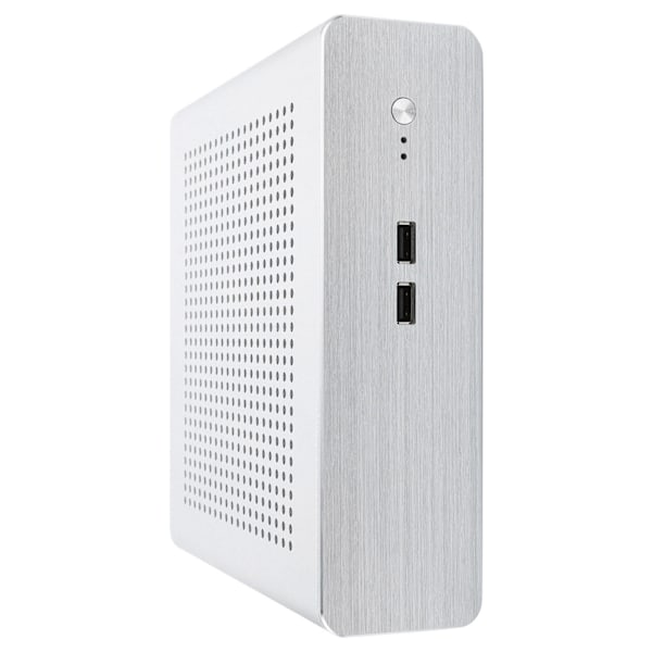 G60S HTPC-kabinet helt aluminium DCATX strømforsyning MiniITX-kabinet til stationær computer (Sølv USB2.0)