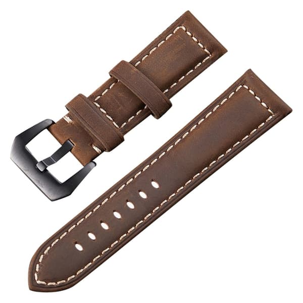 20 mm universal rem i ægte læder i retrostil - mørkebrun / sort Brun brown