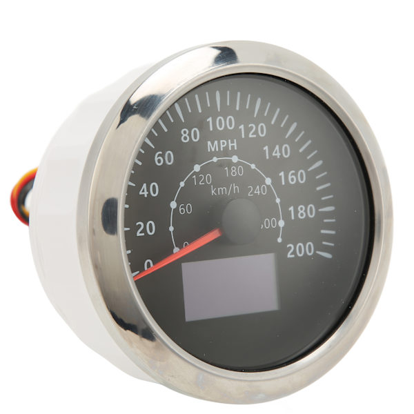 85 mm GPS-fartmåler 0-200 MPH 0-300 km/h IP67 Vandtæt Digital Farverig Baggrundsbelysning Tureteller til RV Båd Sort