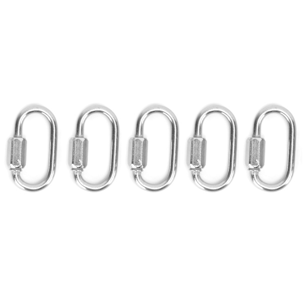 5 kpl Ruostumattomasta teräksestä valmistettuja Heavy Duty D-muotoisia lukittavia karabiinikoukkuja ruuvilla kiipeilyyn (3,5 mm)