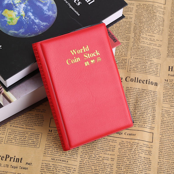Nya 120 fickor 10 sidor World Coin Storage Folder Album Pengar Insamlingshållare Bok Röd