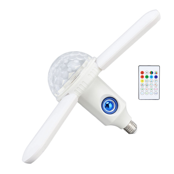 Musikk Taklampe Bluetooth sammenleggbar fjernkontroll Fargerik LED Vifteblad Taklampe for barneromsfest 48W 85‑265V