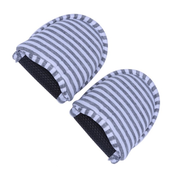 Resor Bärbara Vikbara Återanvändbara inomhus mjuka anti-halk tofflor i bomull (MWomen Grey Stripes)