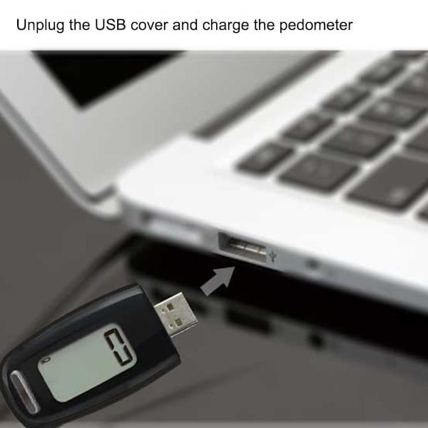USB-lataava askelmittari Walking 3D-askelmittari suurella LCD-näytöllä, klipsillä ja narulla