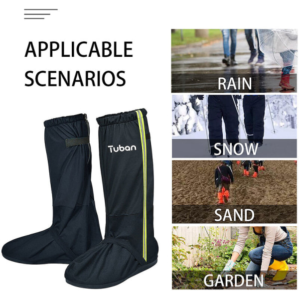 Vattentät regnstövel Cover Lätt återanvändbar Snow Desert Bendamask med reflektor för trädgårdsarbete och utomhussporter, Modell: Black X-Large