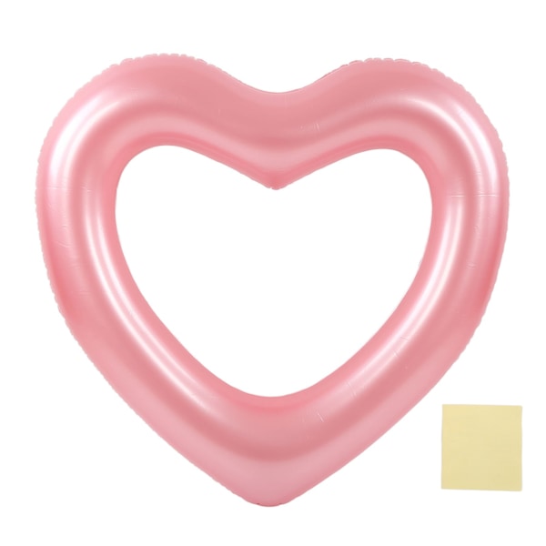 Hjerteformet badeflåte 120 cm tykk, rivebestandig PVC-material Oppblåsbare badeflåter for bassengfester strender Roségull Rosa
