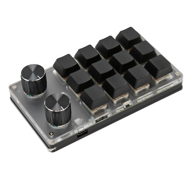 Mini Tangentbord med Knappdesign, Röd Switch, Dubbla Lägen, Plug and Play, Mekaniskt Programmerbart Tangentbord för Spel, Kontor, Media, 12 Tangenter med 2 Knoppar