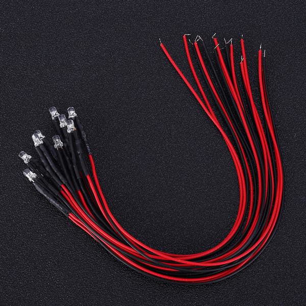 50 stk. Diode Kablet Lysende Rundt Hode Fremhev Rett Plugg LED-perler 12V 3mm