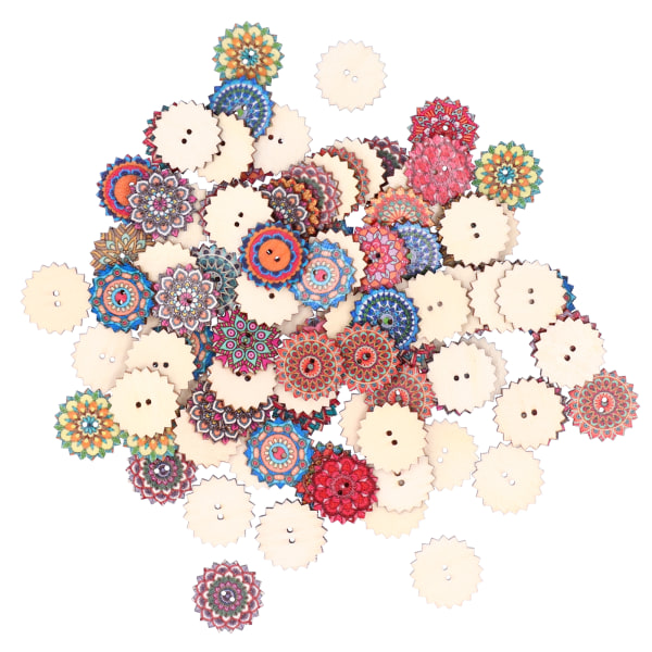 100 kpl Puukuvioisia Nappeja GearShape 2-Reikäisiä DIY-Käsitöihin Scrapbooking-Tarvikkeisiin