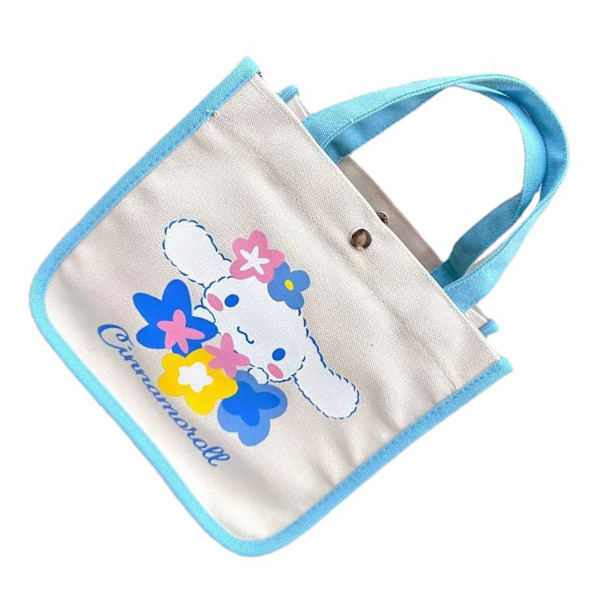 Bento-laukku Canvas-kankaasta kahvalla, söpö koiran kuvio, lounaslaukku kouluun ja työhön, sininen