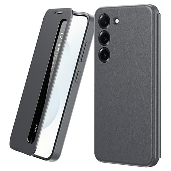Mobilskal kompatibelt med Galaxy A56/A36 Smart View Window Läder - Grå Grå 71