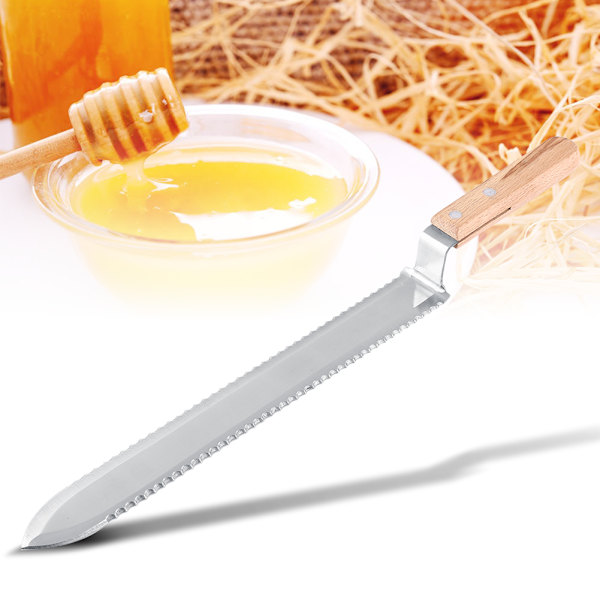 280 mm sågtandad kniv för biodling Verktyg för att ta av locket Knivutdragare Skrapa honung gör det själv
