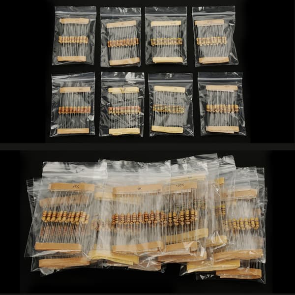 400 stk. 1/2W 16 værdier 10ohm-1Mohm kulmodstandssæt sortiment komponenter kit