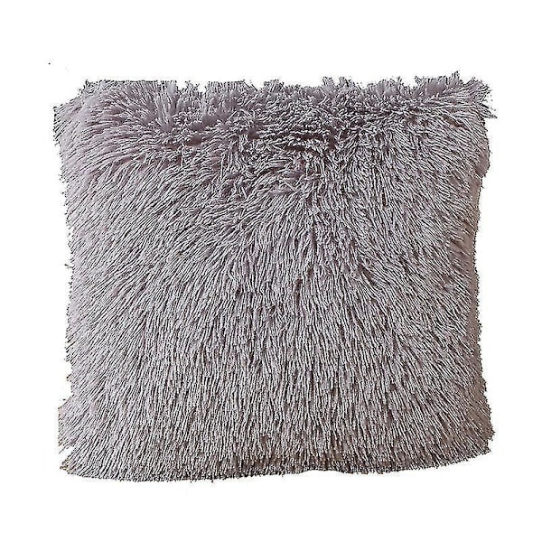 Mjuk grå plyschkuddfodral i 2-pack - 43x43 cm