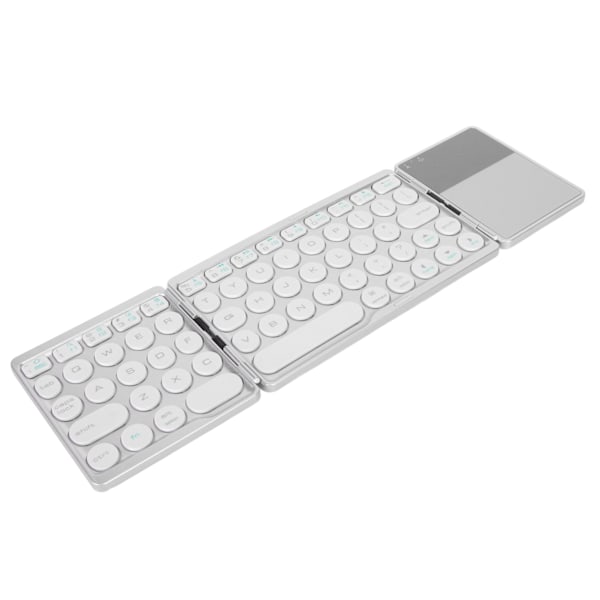 Rund nyckel Bluetooth vikbart tangentbord med pekplatta Universal 140mAh trådlöst 64 tangenter vikbart tangentbord Silver