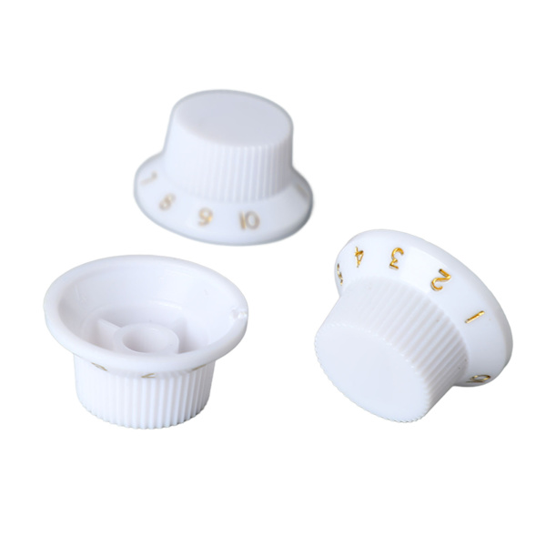 3PCS Potentiometer Vridknappar Tonvolymkontrollratt Ersättning för elgitarr Bas Vitknopp Guldbokstäver