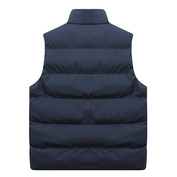 Herrpackbar lätt dunväst utan ärmar quiltad jacka kappa - Mörkblå XL