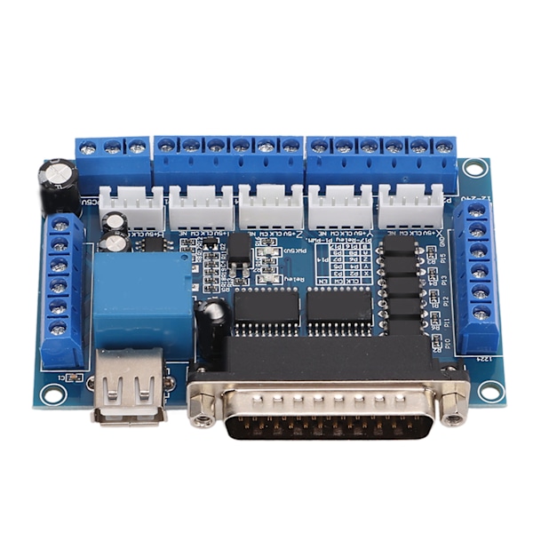 Grænseflade kort til 5-akset trinmotor driver med optocoupler isoleringskort USB DB25-kabel Blå