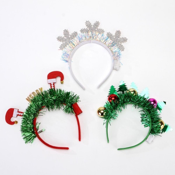 3 stk silke pandebånd med julefjer, hvidt snefnug og lys på hovedet Elf fødder pandebånd Craft