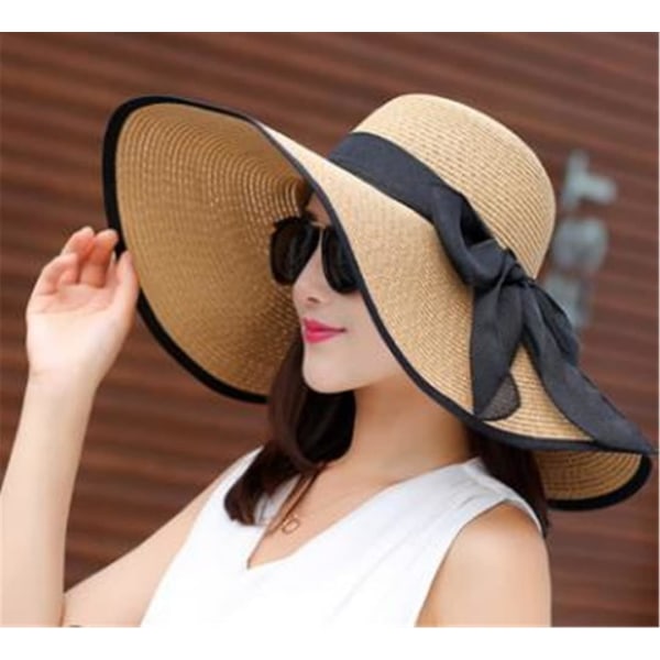 Naisten Straw Beach Hat Leveä käsintehty hattu