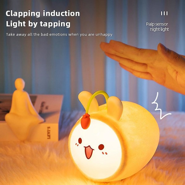 Bärbar kaninljusfjärrkontroll LED dimming Färgglad nattlampa Tecknad barnsäng Regular