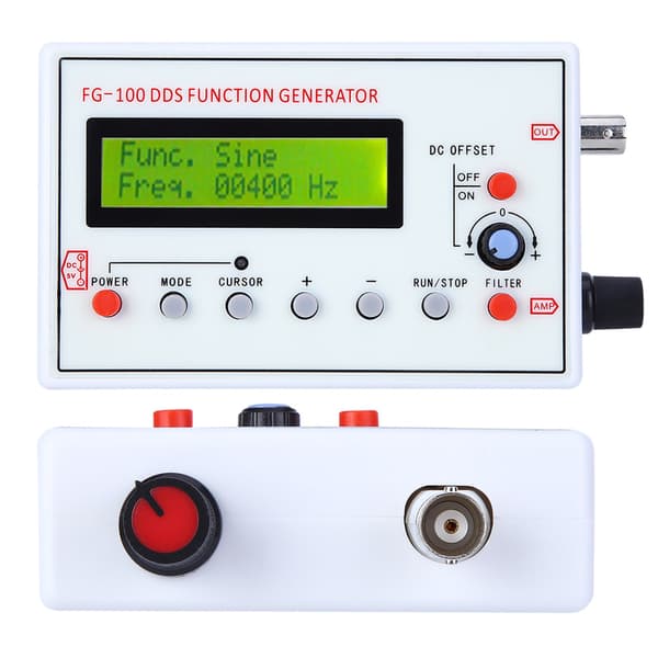 FG-100 DDS Funksjonsgenerator Sinusfrekvens 1HZ-500KHz Teller Signalkilde Generatormåler