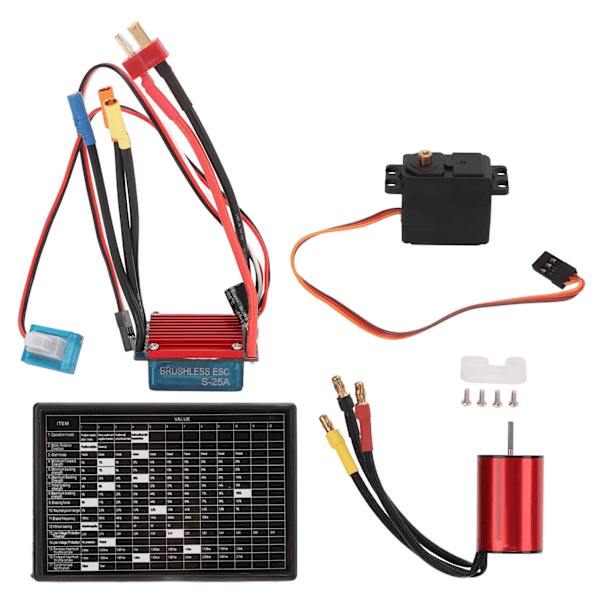 S2435 25A Børsteløs ESC med Programmeringskort 4500kv Børsteløs Motor 2,2kg Metall Styringsservo for 1/16 1/18 RC Bil Lastebil
