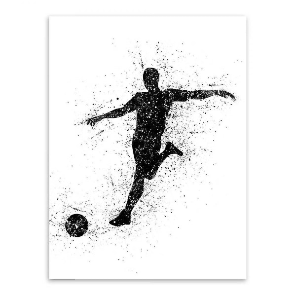 Wekity Sports Football Wall Art Canvas Print Juliste, Yksinkertainen Muoti Mustavalkoinen Taide Piirustus Sisustus kotiin Olohuone Makuuhuone Toimisto ja Chi
