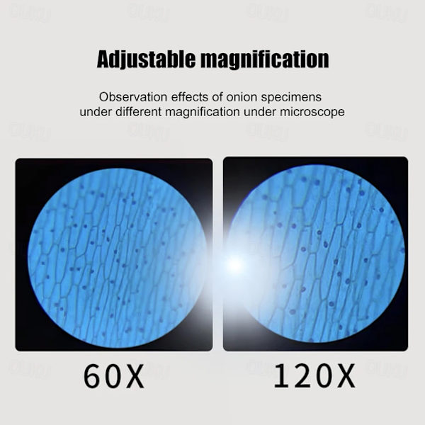 【NX】Mini Pocket Microscope Set 60-120x Lab Handheld Microscope Battery Powered Microscope with LED Illumination White