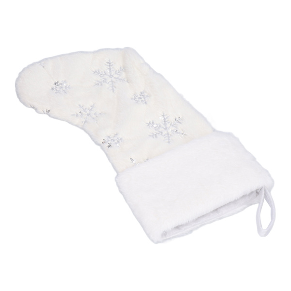 Polyester julstrumpa hängsmycke med broderi snöflinga mönster julgran dekoration prydnad Silver