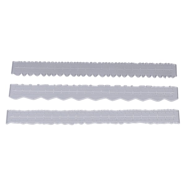 3 stk uregelmessige kanter linjal DIY-produksjon Karbonstål-embossing Attractiv dekorativ lettvektsverktøy for kortproduksjon