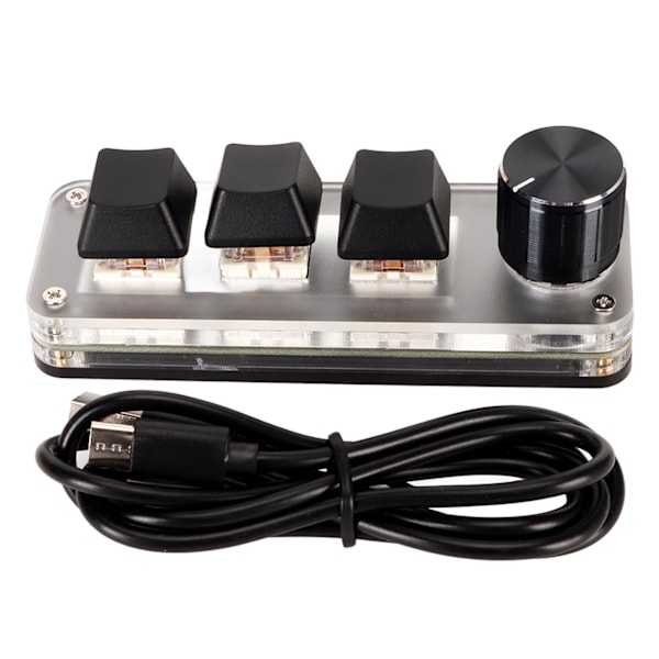 Röd Switch Makro Tangentbord Plug and Play Ergonomiska anpassade rattar USB-minitangentbord för stationär PC 3 tangenter 1 ratt