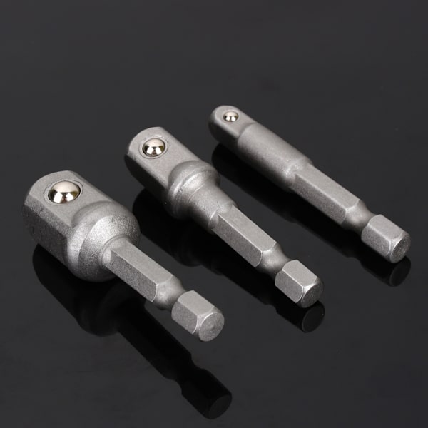 3st adapter för borrhylsa Hex Drive To 1/4" 3/8" 1/2" Drive Impact Driver