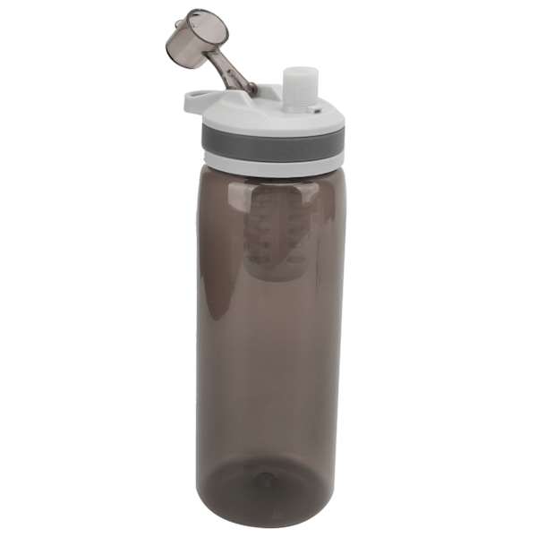 770 ml bärbar filtrerad vattenflaska utomhus vattenrenare för campingvandring Emergency Black