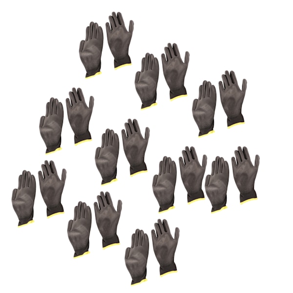 10 par sikkerhedsarbejdshandsker PU-belagte statisk sikre nylon Generel sort med rød kant 8(M)