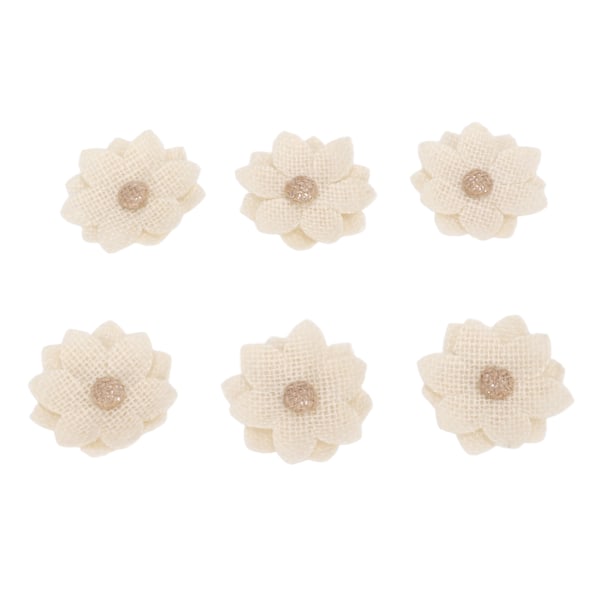 6st säckvävsblommor Lotos form Europeiska retro DIY säckvävsblommor Handgjorda vita tygblommor för bröllopsfest