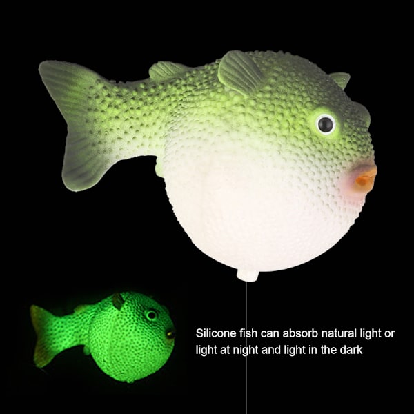 Akvarie Dekoration Kunstig Globefisk Simuleret Fluorescerende Lysende Lille Globefisk Akvarie Ornament Landskab Grøn