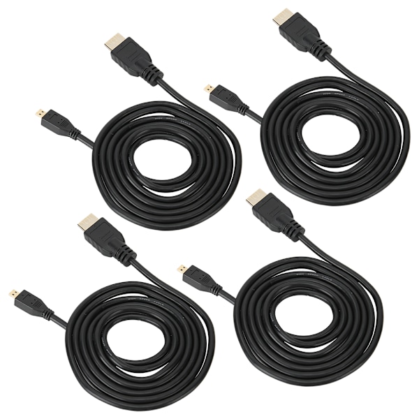 4 stk. Micro HDMI til HDMI Kabel 1,5 Meter HD Videoledning Passer til Raspberry Pi 4B