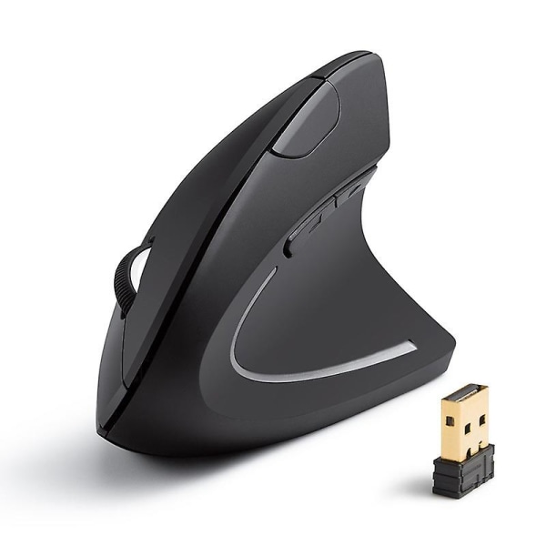 Ergonominen pystysuuntainen langaton hiiri, ladattava optinen hiiri, 2,4g Bluetooth/ USB 6-painikkeinen hiiri musta