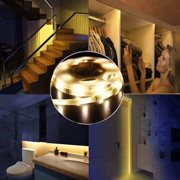 Wardrobe Lighting with Motion Sensor, LED Night Light, 3,000K Warm White Light, Suitable Compatible with Bedside Tables Wardrobes (2 m, Battery Powered)
