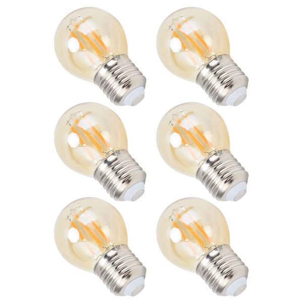 6 stk Vintage LED-lampe Gull Glass Dimbar G45 E27 4W Glødelamper Varmt lys 360LM