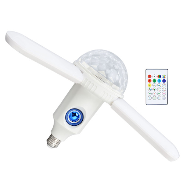 Musikk Taklampe Bluetooth sammenleggbar fjernkontroll Fargerik LED Vifteblad Taklampe for barneromsfest 48W 85‑265V