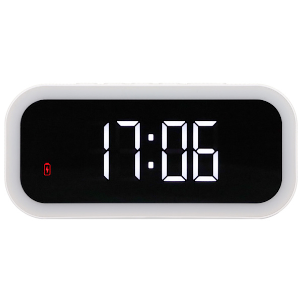 Nattljus väckarklocka 4 i 1 15W trådlös laddning Varmvit Nattljus LED-klocka Justerbar volym LED-klocka