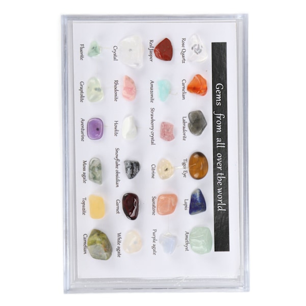 24 sorter Krystall Edelstener Chakra Stein Healing Krystall Steinsett med eske for samlere