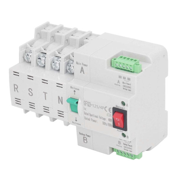Dual Power Automatisk överföringsbrytare DIN-skenamonterad 4P Generator-omkopplare AC400V 63A