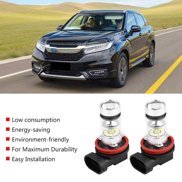 2 kpl Auto 100W Superkirkas LED-ajovalojen muunnossarja Sumuvalopolttimo (valkoinen valo)